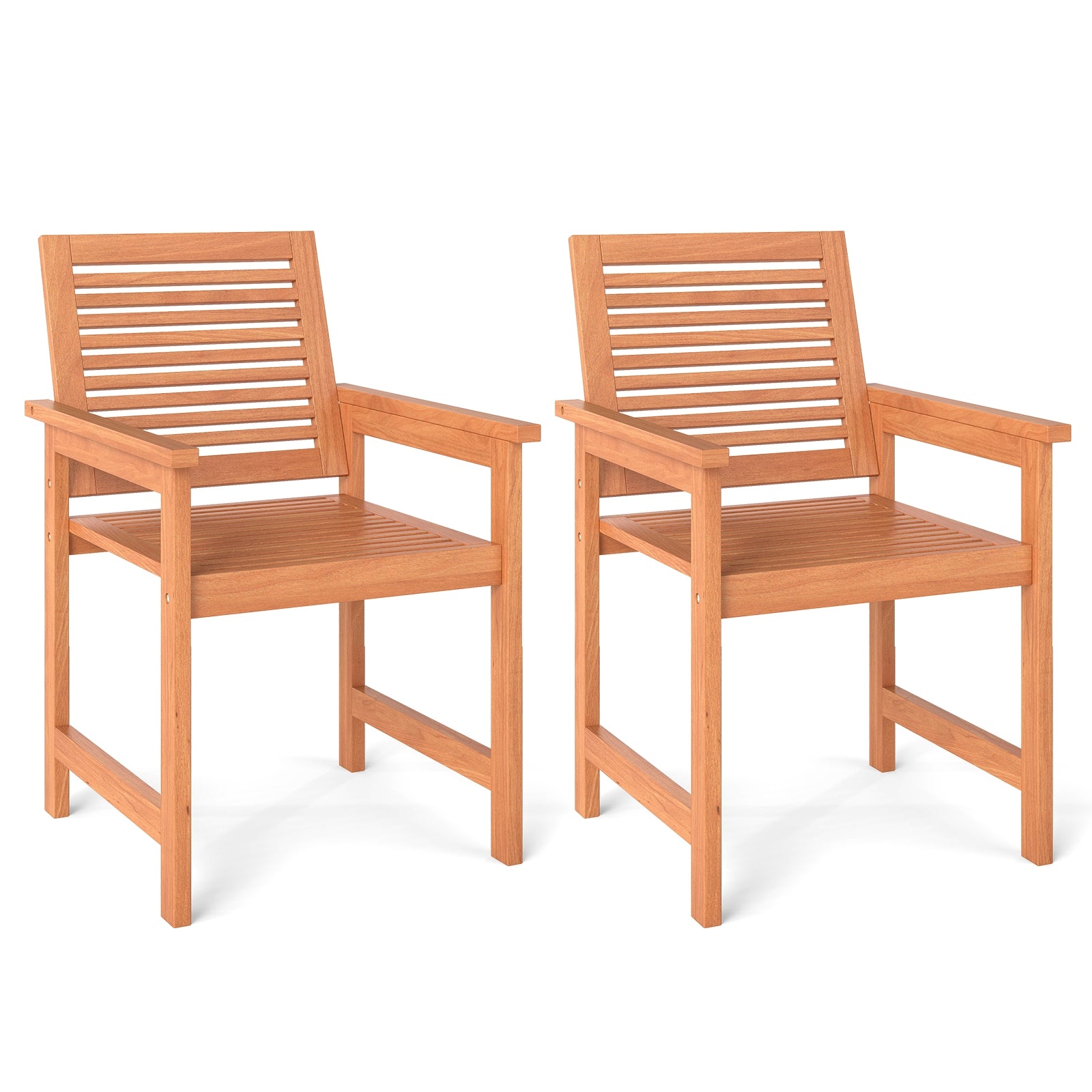 Patio Chairs Set of 2, Inclined Backrests, Slatted Seats, Natural Patio Dining Chairs Natural at Gallery Canada