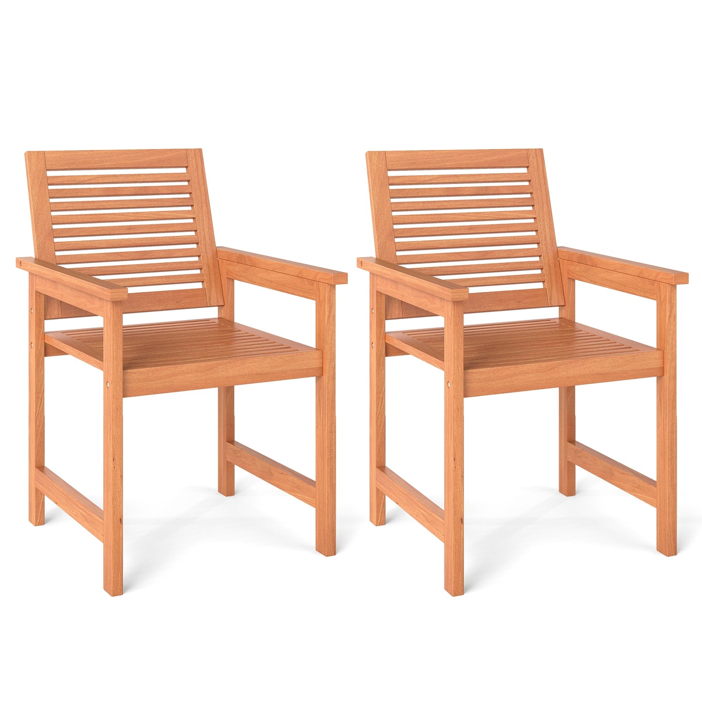 Patio Chairs Set of 2, Inclined Backrests, Slatted Seats, Natural Patio Dining Chairs Natural at Gallery Canada