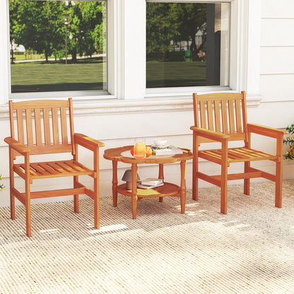 Wooden Patio Chairs Set of 2 with Inclined Backrests , Natural Patio Dining Chairs at Gallery Canada
