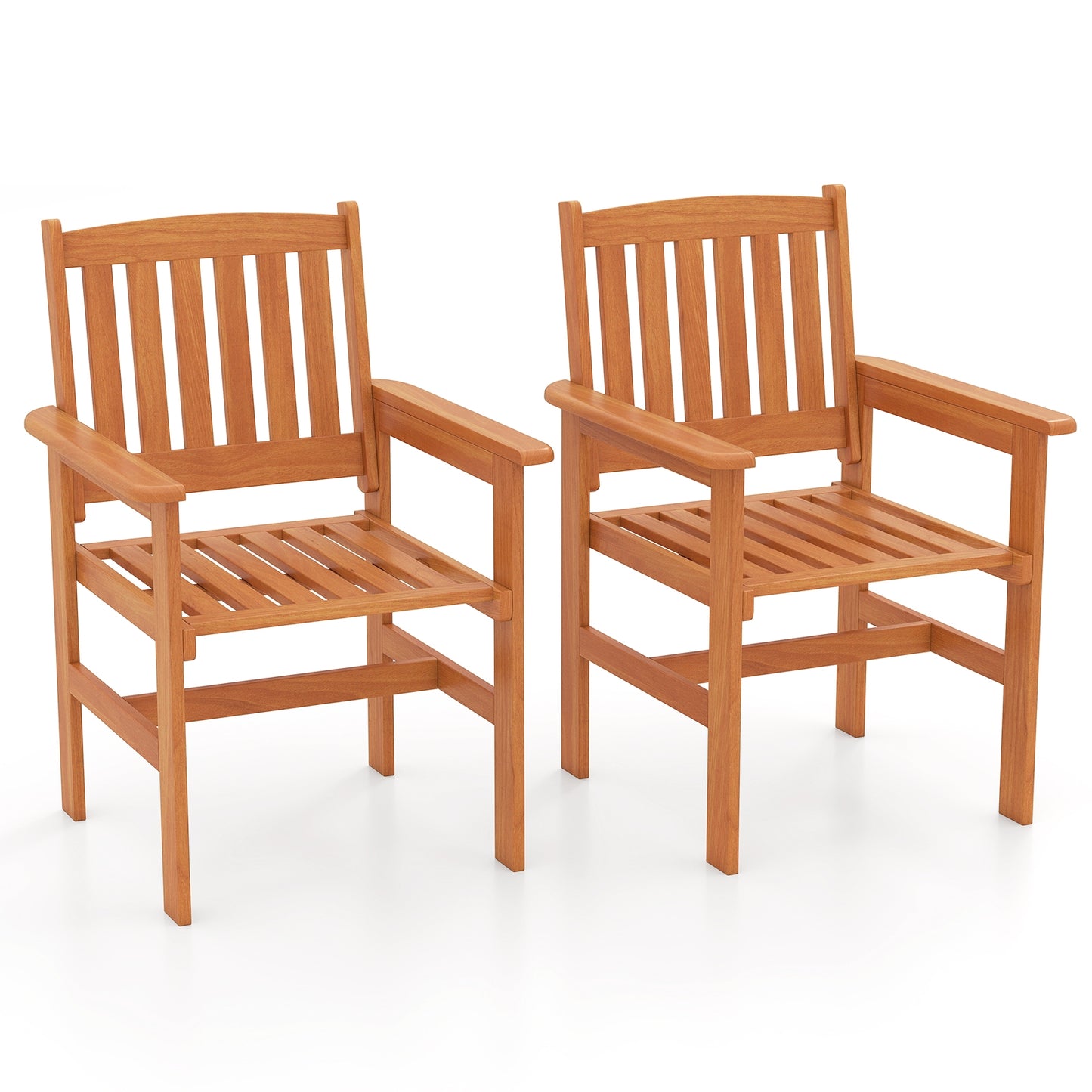 Wooden Patio Chairs Set of 2 with Inclined Backrests , Natural Patio Dining Chairs at Gallery Canada