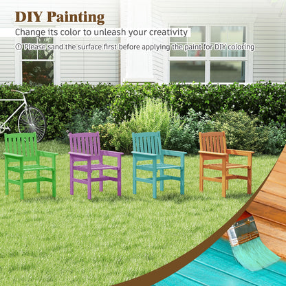 Wooden Patio Chairs Set of 2 with Inclined Backrests , Natural Patio Dining Chairs at Gallery Canada