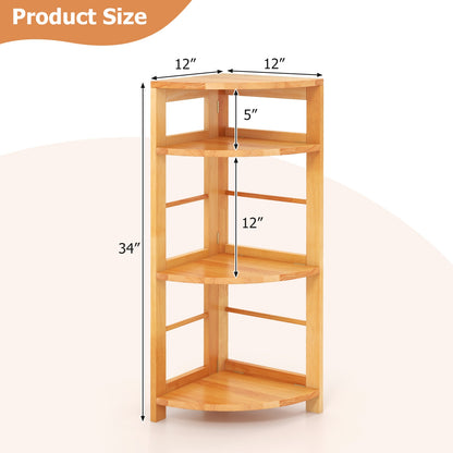 4-Tier Corner Shelf with Rubber Wood Frame and Anti-Toppling Kit, Natural Cabinets & Chests at Gallery Canada