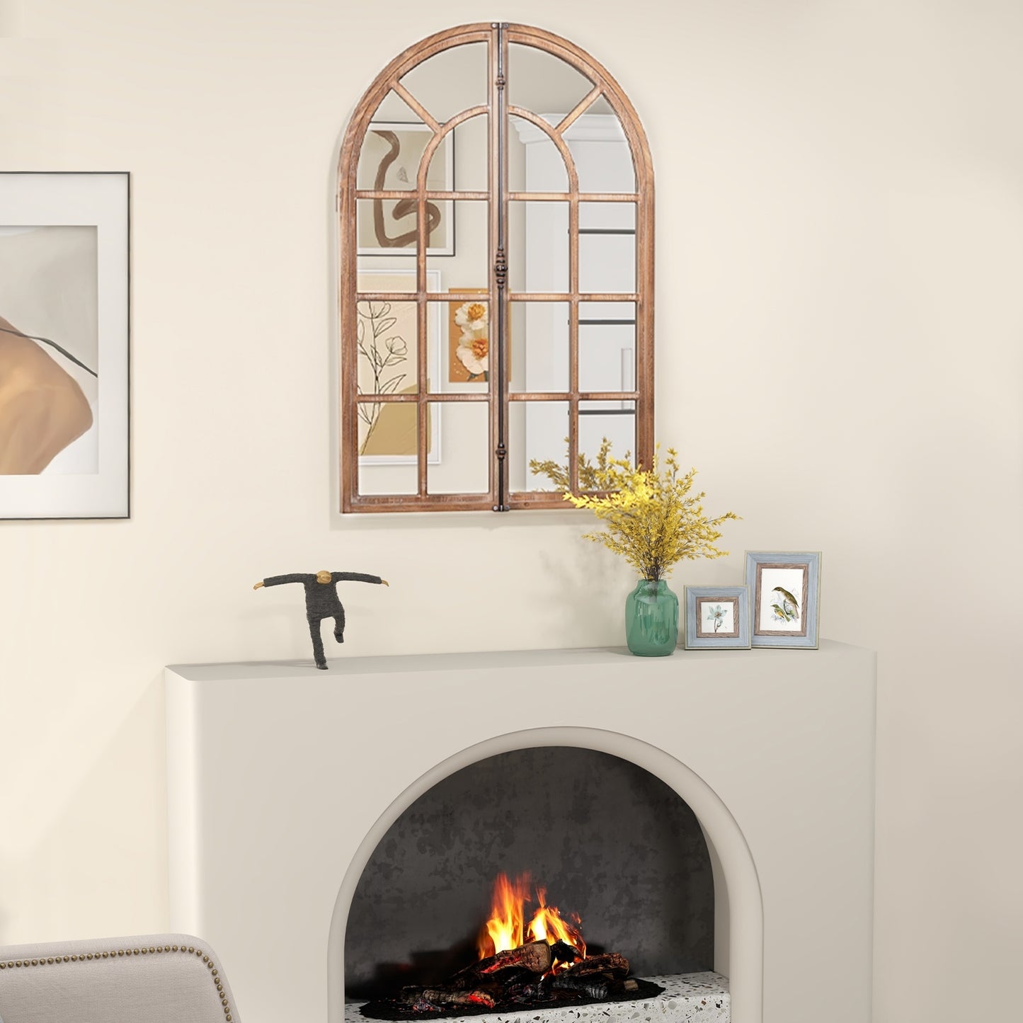 Arched Window Pane Farmhouse Wall Mirror, Natural Wall Mirrors at Gallery Canada