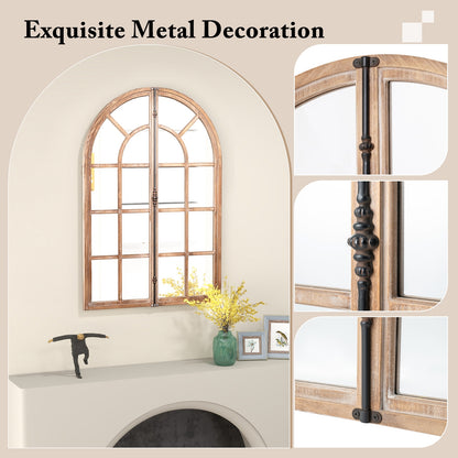 Arched Window Pane Farmhouse Wall Mirror, Natural Wall Mirrors at Gallery Canada
