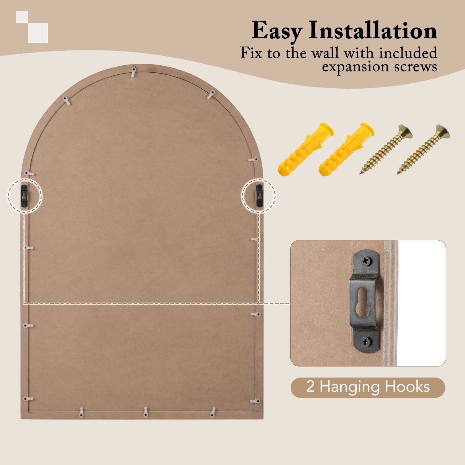 Arched Window Pane Farmhouse Wall Mirror, Natural Wall Mirrors at Gallery Canada