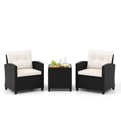 3 Piece Patio Furniture Set, With Tempered Glass Coffee Table, White Patio Conversation Sets at Gallery Canada