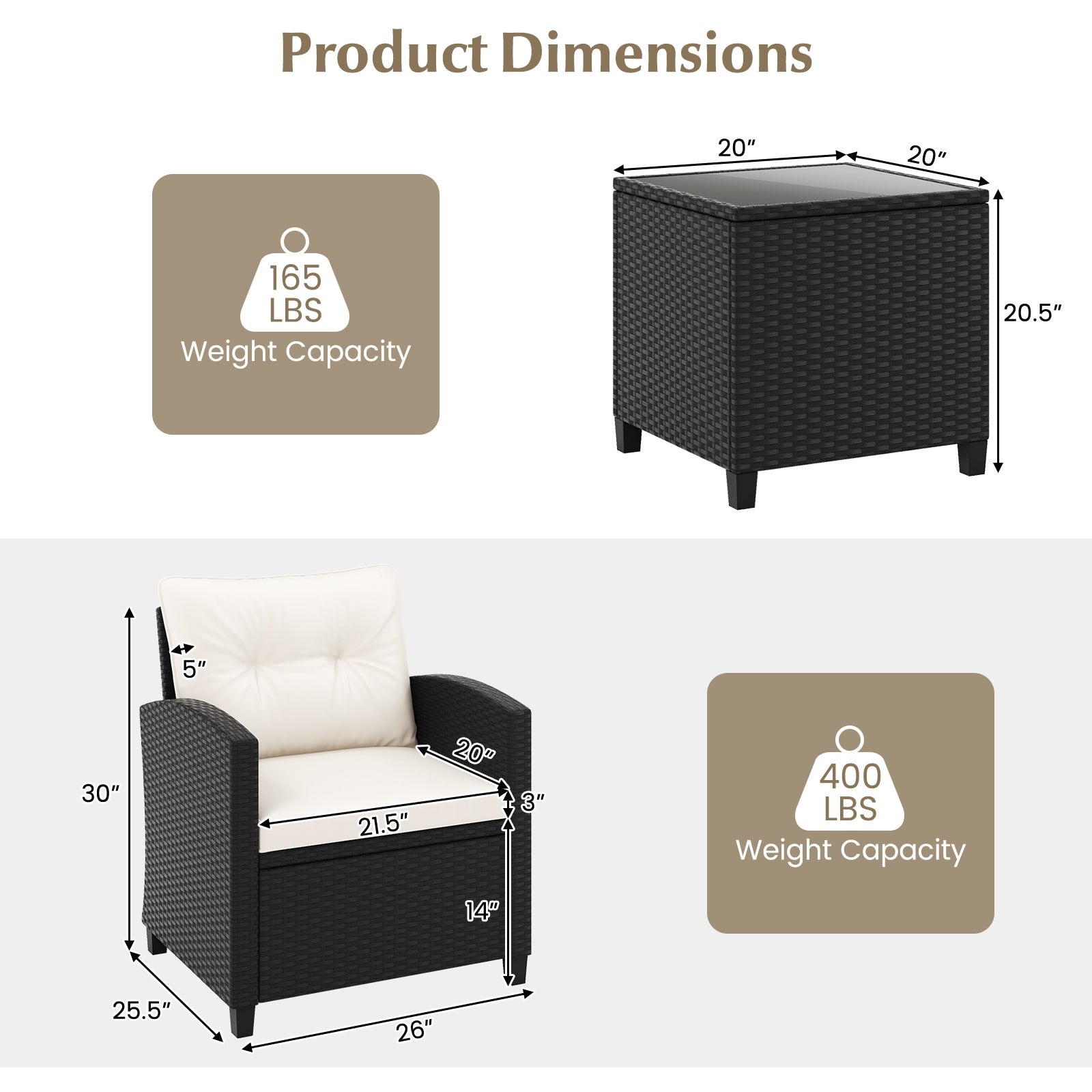 3 Piece Patio Furniture Set, With Tempered Glass Coffee Table, White Patio Conversation Sets at Gallery Canada