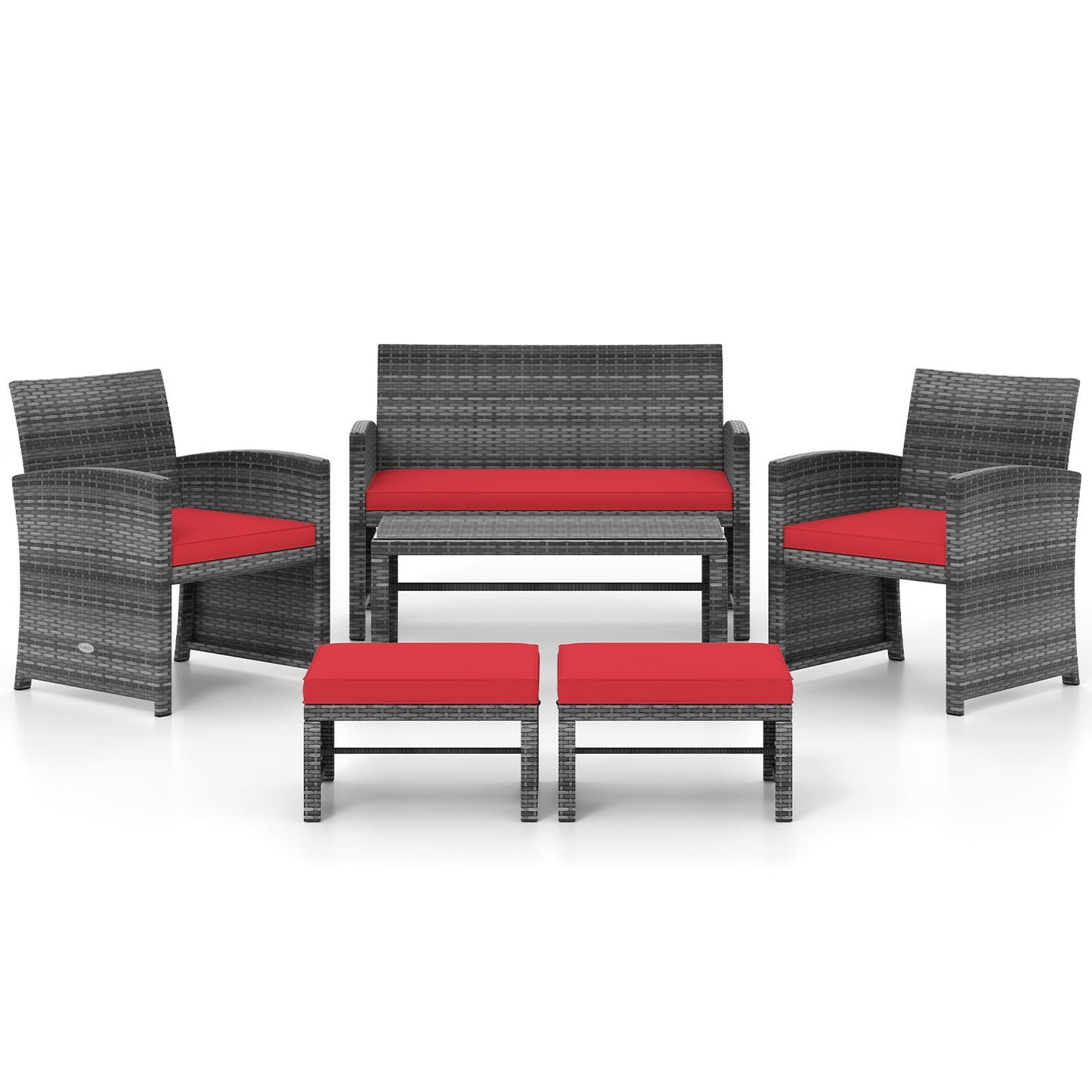 6 Pieces Patio Furniture Set Outdoor Sectional Conversation PE Rattan Sofa Set, Red Outdoor Sectionals at Gallery Canada
