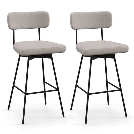 29 Inch Counter Height Upholstered Swivel Bar Stool Set of 2-beige, Beige Bar Stools Beige at Gallery Canada