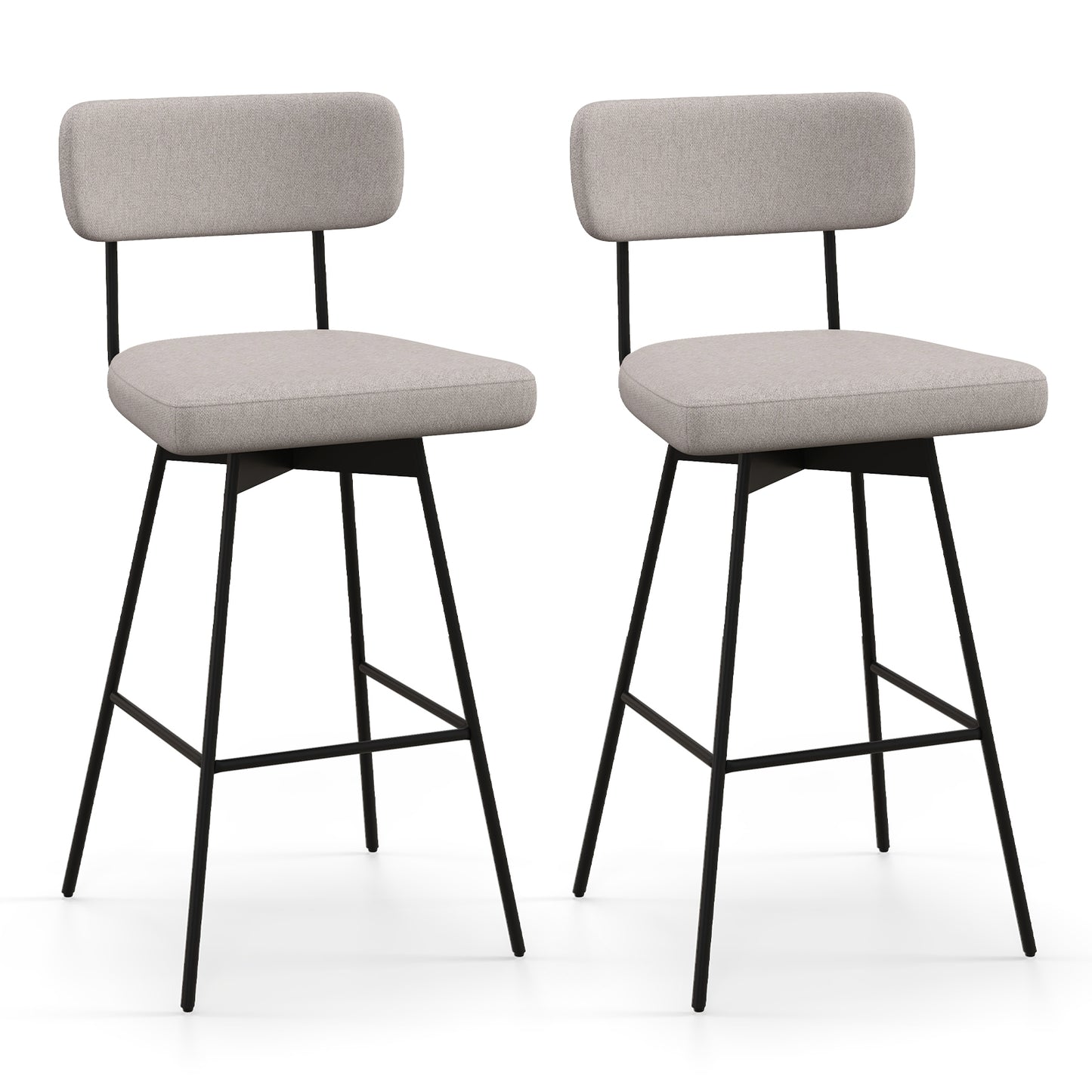 Ensemble de 2 tabourets de bar pivotants de 29 pouces, couleur beige