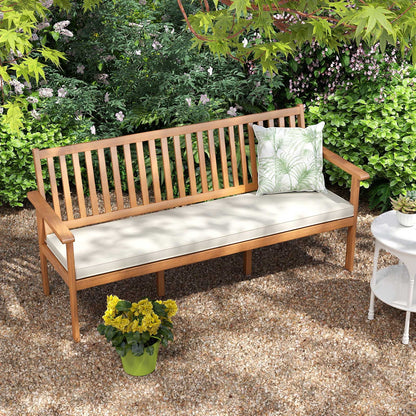 Outdoor 3-Seat Wood Bench with Seat Cushion and Slatted Seat, White Outdoor Benches at Gallery Canada