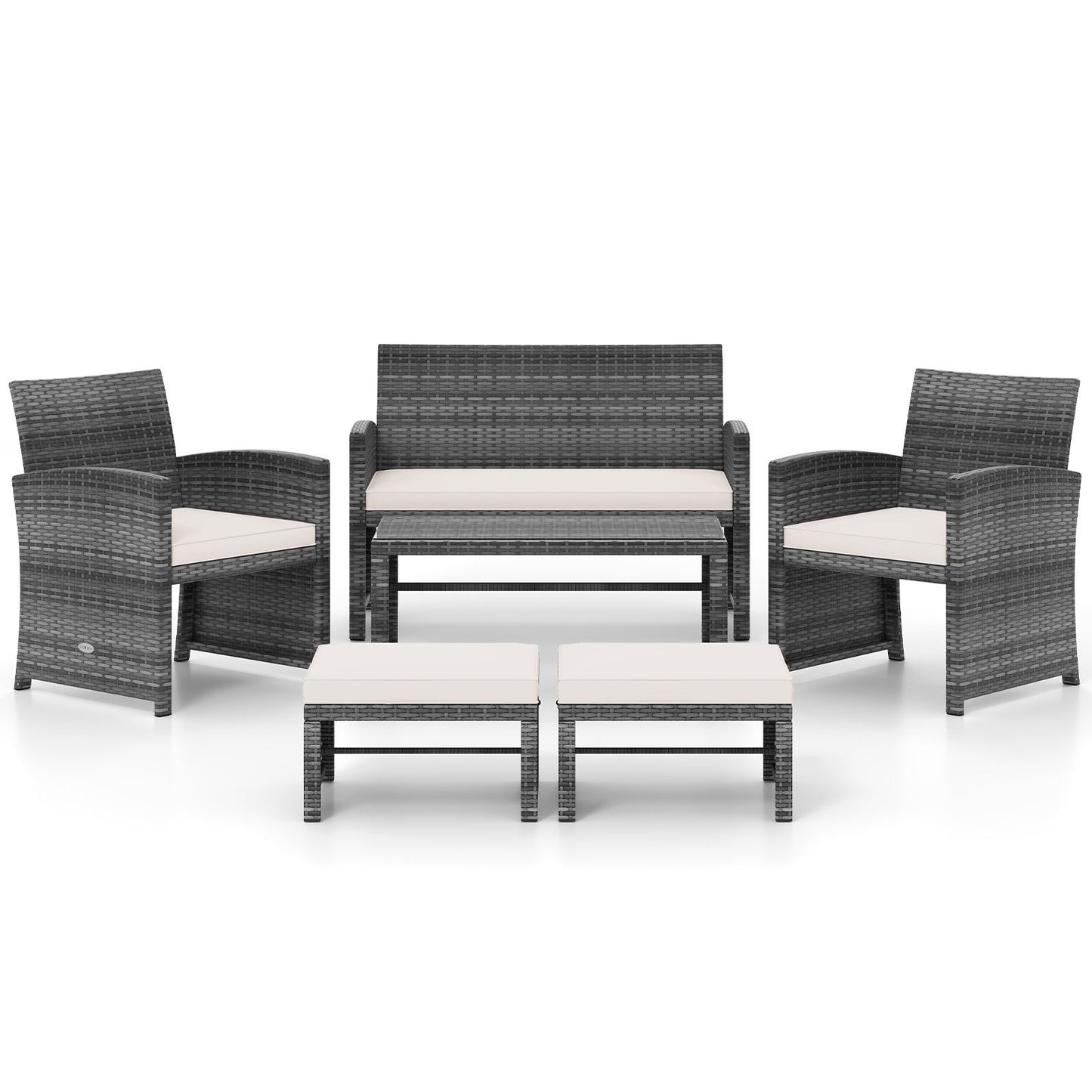 6 Pieces Patio Furniture Set Outdoor Sectional Conversation PE Rattan Sofa Set, White Outdoor Sectionals at Gallery Canada