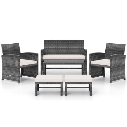 6 Pieces Patio Furniture Set Outdoor Sectional Conversation PE Rattan Sofa Set, White Outdoor Sectionals at Gallery Canada