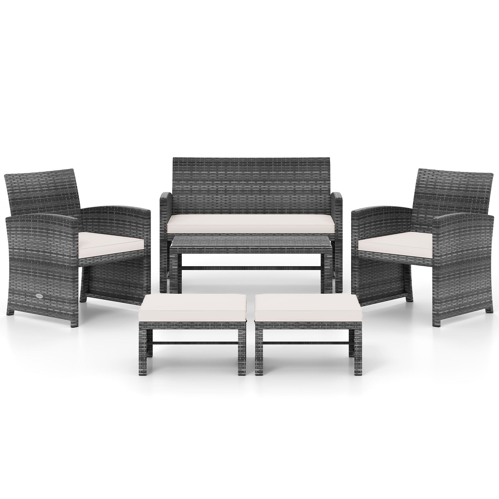 6 Piece Patio Furniture Set, Outdoor Sectional PE Rattan Sofa, White Outdoor Sectionals at Gallery Canada