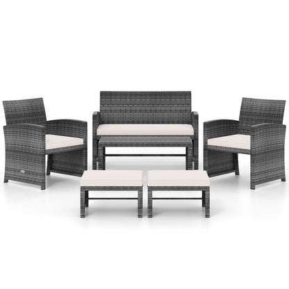 6 Piece Patio Furniture Set, Outdoor Sectional PE Rattan Sofa, White Outdoor Sectionals at Gallery Canada