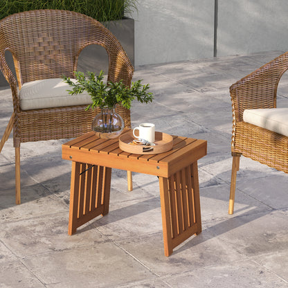Patio Foldable Side Table, Slatted Tabletop, Natural Patio Coffee Tables at Gallery Canada