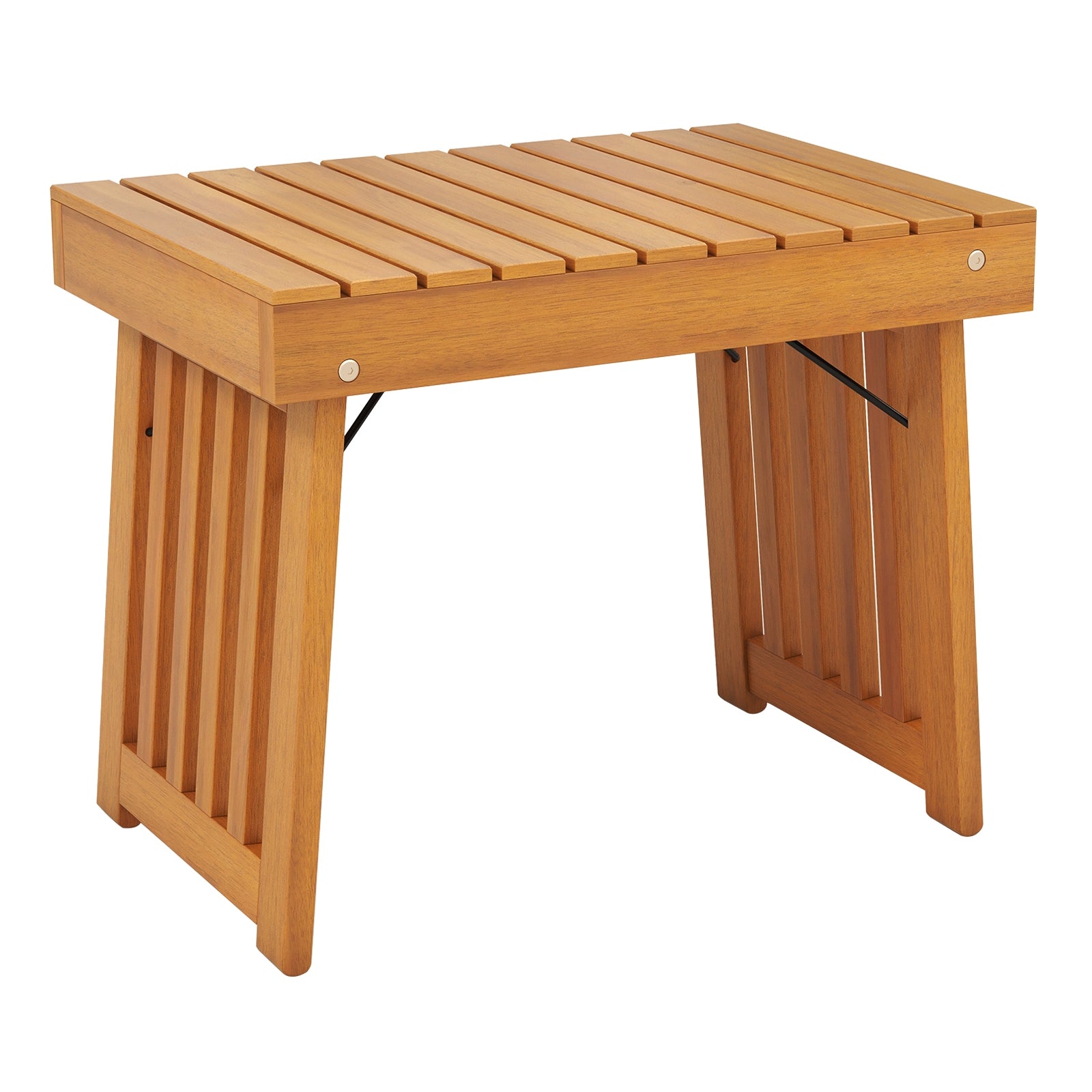 Patio Foldable Side Table, Slatted Tabletop, Natural Patio Coffee Tables Natural at Gallery Canada