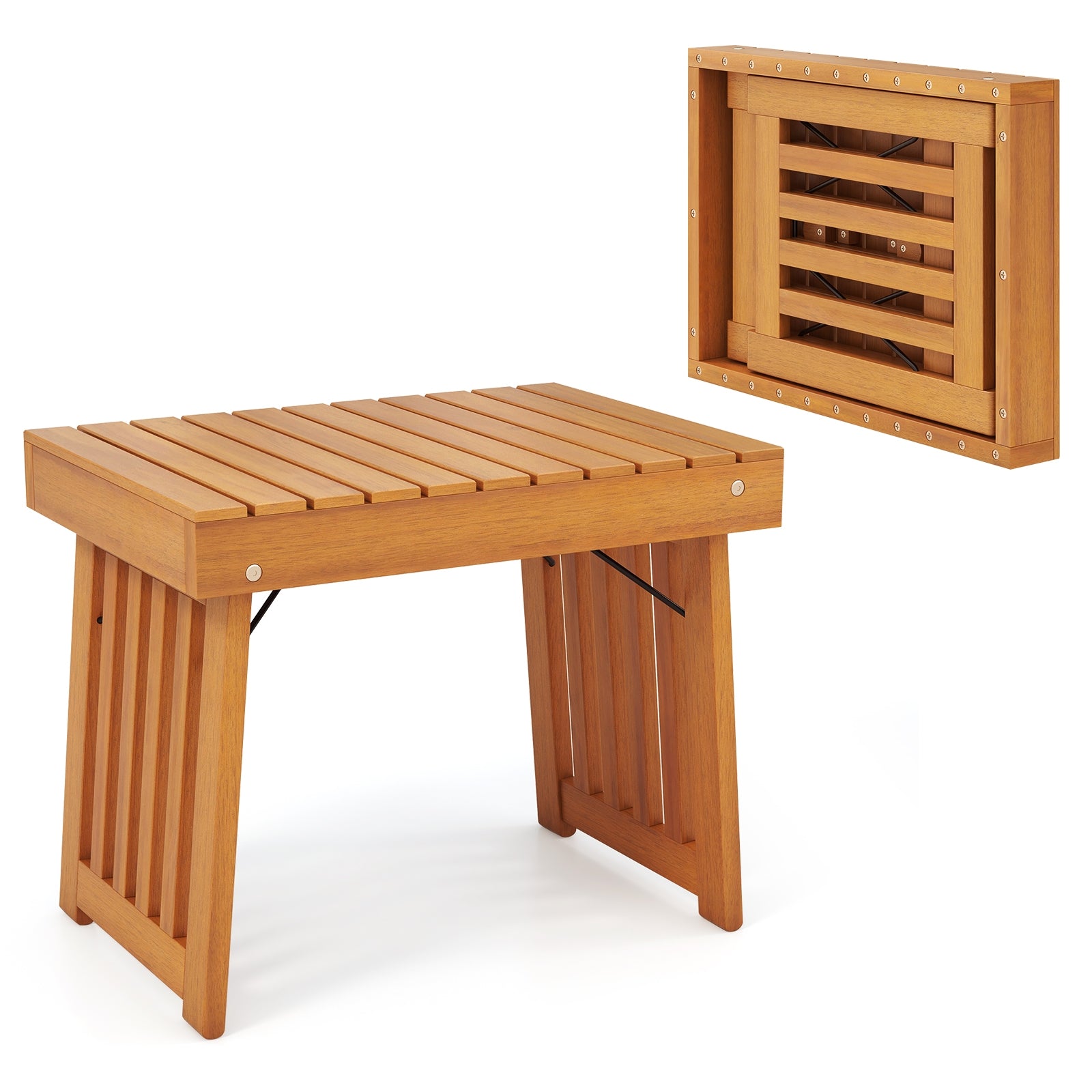 Patio Foldable Side Table, Slatted Tabletop, Natural Patio Coffee Tables at Gallery Canada