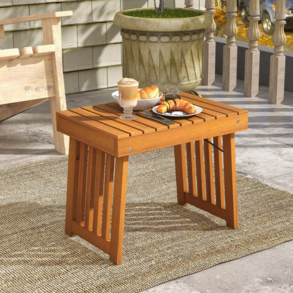 Patio Foldable Side Table, Slatted Tabletop, Natural Patio Coffee Tables at Gallery Canada