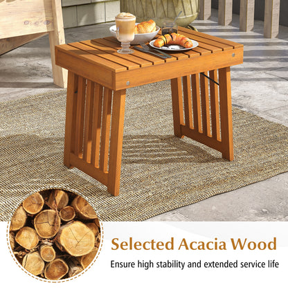Patio Foldable Side Table, Slatted Tabletop, Natural Patio Coffee Tables at Gallery Canada