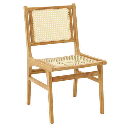 Rattan Dining Chair with Natural Cane Woven Backrest and Teak Wood Frame, Natural Dining Chairs Natural at Gallery Canada