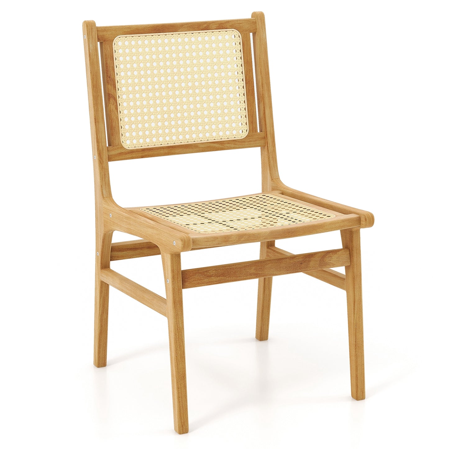 Rattan Dining Chair with Natural Cane Woven Backrest and Teak Wood Frame, Natural Dining Chairs at Gallery Canada