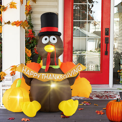 5 FT Inflatable Turkey With Pumpkin, LED Lights, Multicolor Thanksgiving at Gallery Canada