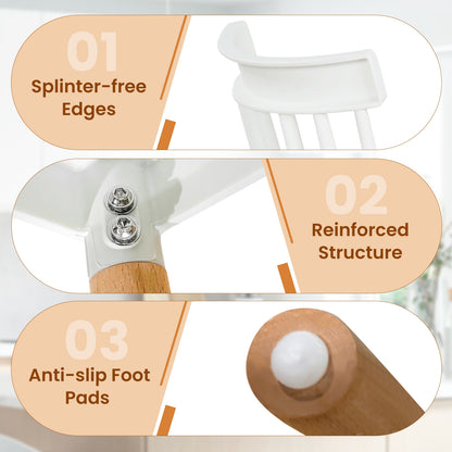 Set of 4 Windsor Dining Chairs with Spindle Backs and Curved Seats, White