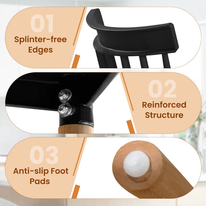 Set of 4 Windsor Dining Chairs with Spindle Backs and Curved Seats, Black