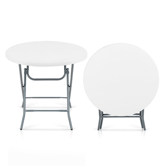 32 Inch Round Folding Table with Thick Tabletop for Picnic, White Picnic Tables White at Gallery Canada