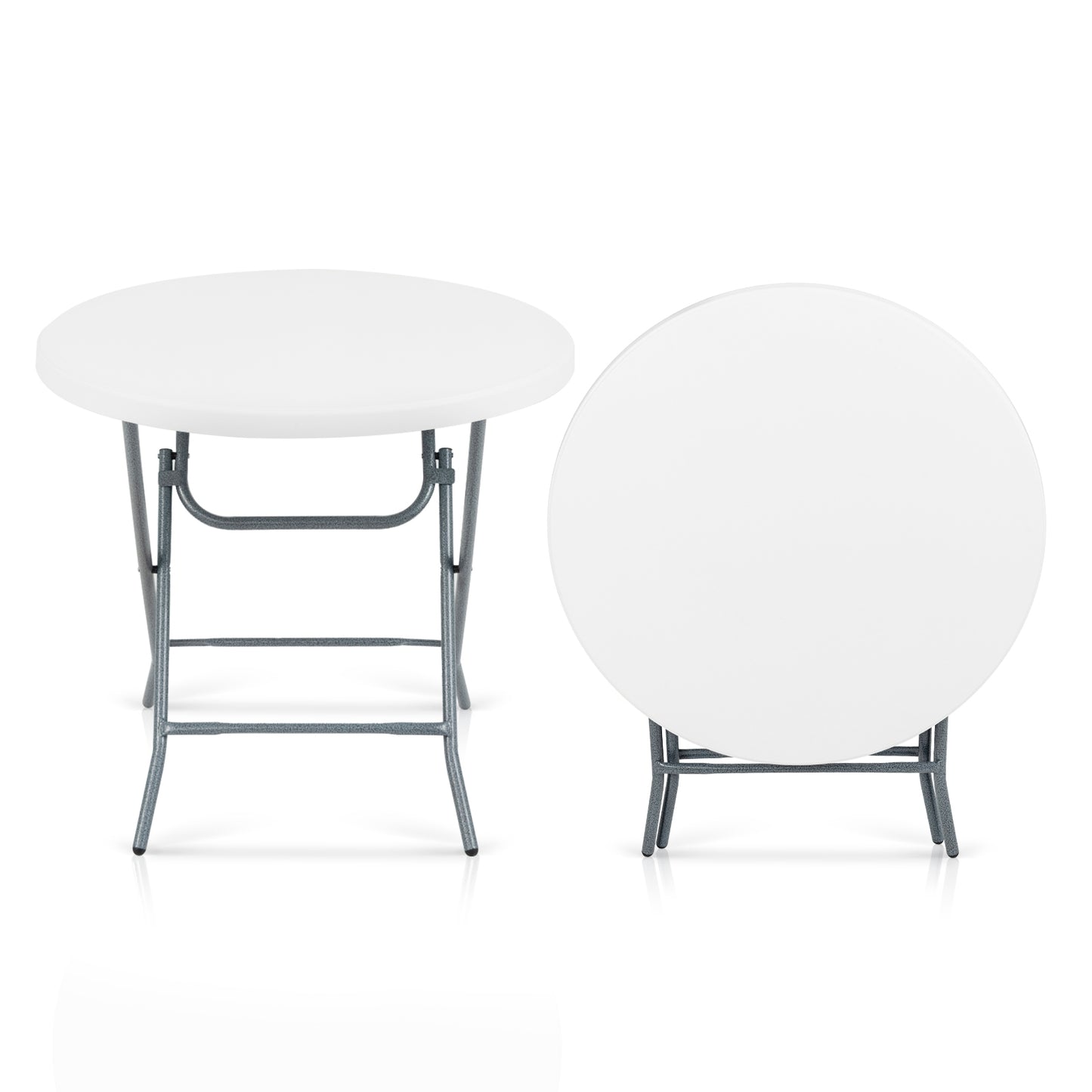 Table pliante ronde de 32 pouces, plateau épais, blanc