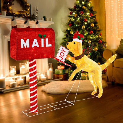 3.5 ft Christmas Mail Box With Dog, 120 Warm White LED Lights, Red Christmas at Gallery Canada