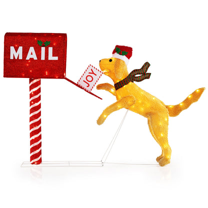 3.5 ft Christmas Mail Box With Dog, 120 Warm White LED Lights, Red Christmas Red at Gallery Canada