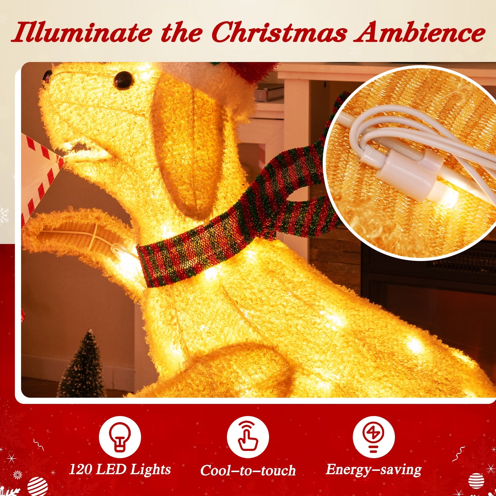 3.5 ft Christmas Mail Box With Dog, 120 Warm White LED Lights, Red Christmas at Gallery Canada
