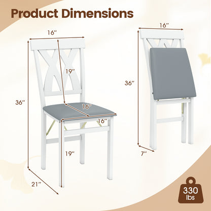 Folding Wooden Dining Chair Set Of 2, Faux Leather Upholstered, White Dining Chairs at Gallery Canada