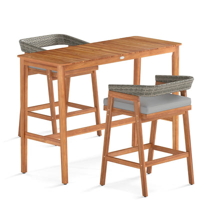 3 Pieces Patio Counter Height Bar Set with 2 Cushioned Barstools Patio Dining Sets at Gallery Canada