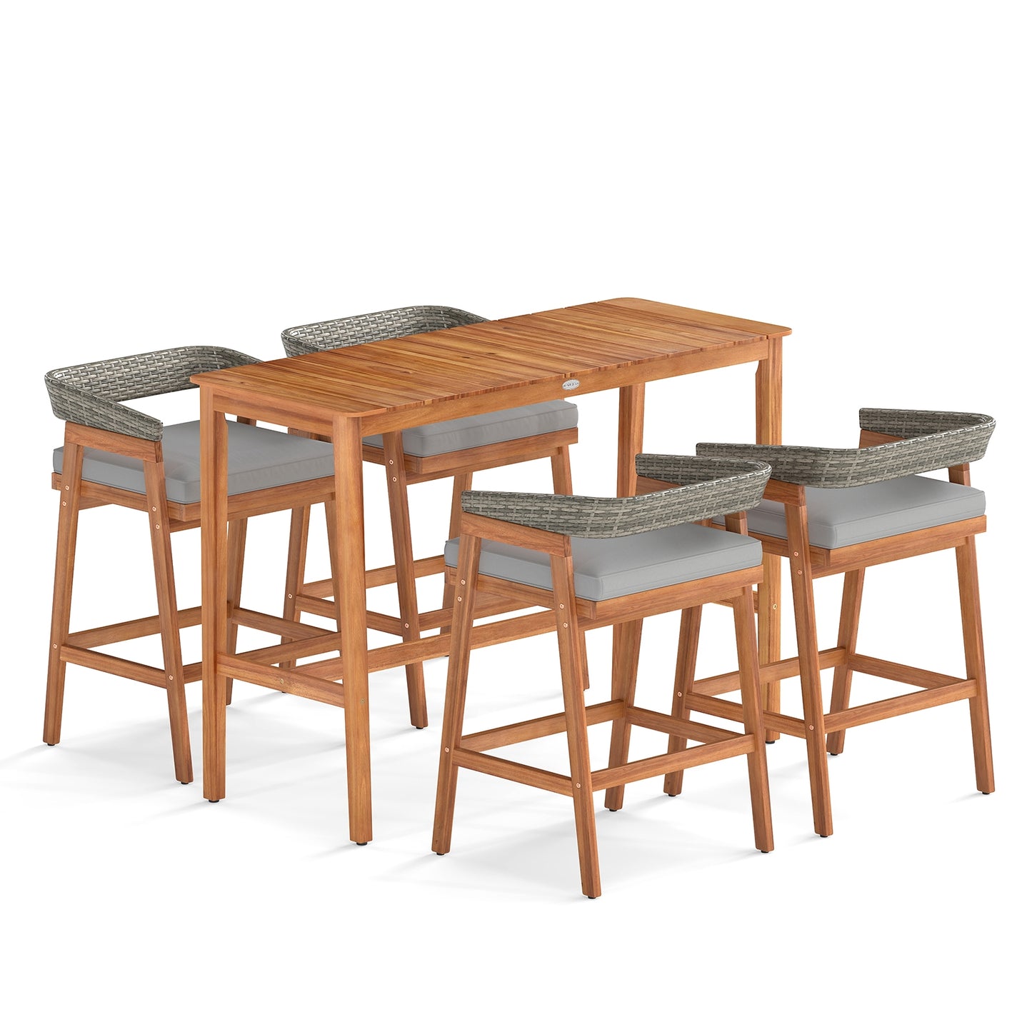 5 Pieces Patio Counter Height Bar Set with 4 Cushioned Barstools Patio Dining Sets at Gallery Canada