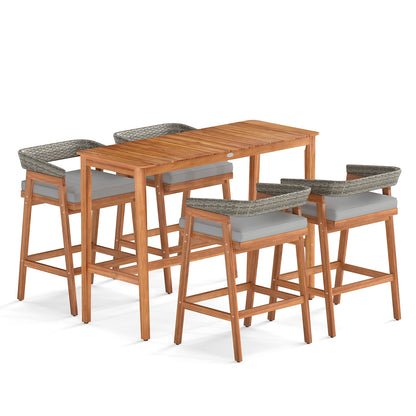 5 Pieces Patio Counter Height Bar Set with 4 Cushioned Barstools Patio Dining Sets at Gallery Canada