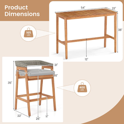 5 Pieces Patio Counter Height Bar Set with 4 Cushioned Barstools Patio Dining Sets at Gallery Canada
