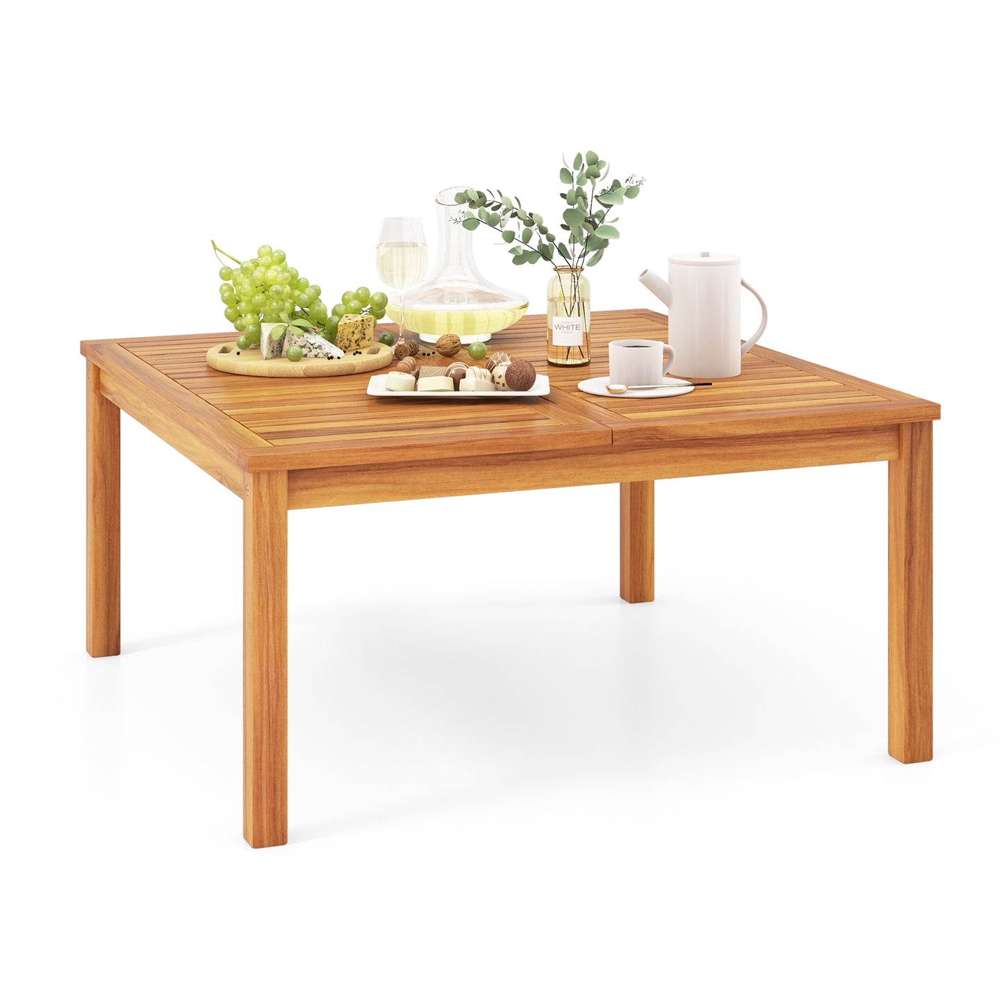 35.5 Inches Patio Solid Acacia Wood Coffee Table Side Table, Natural Patio Coffee Tables at Gallery Canada