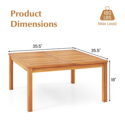 35.5 Inches Patio Solid Acacia Wood Coffee Table Side Table, Natural Patio Coffee Tables at Gallery Canada