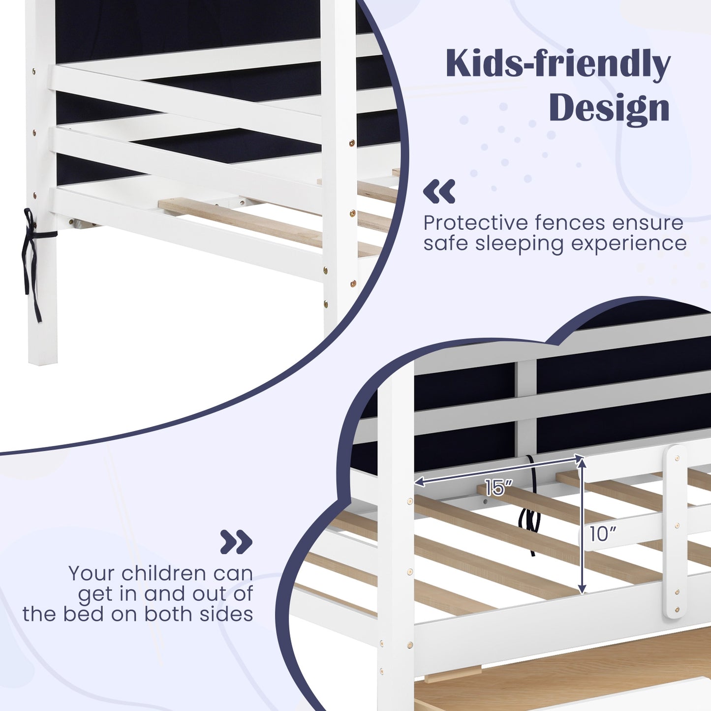 Twin House Bed with Tent and 2 Storage Drawers for Kids, White Simple Bed Frame at Gallery Canada