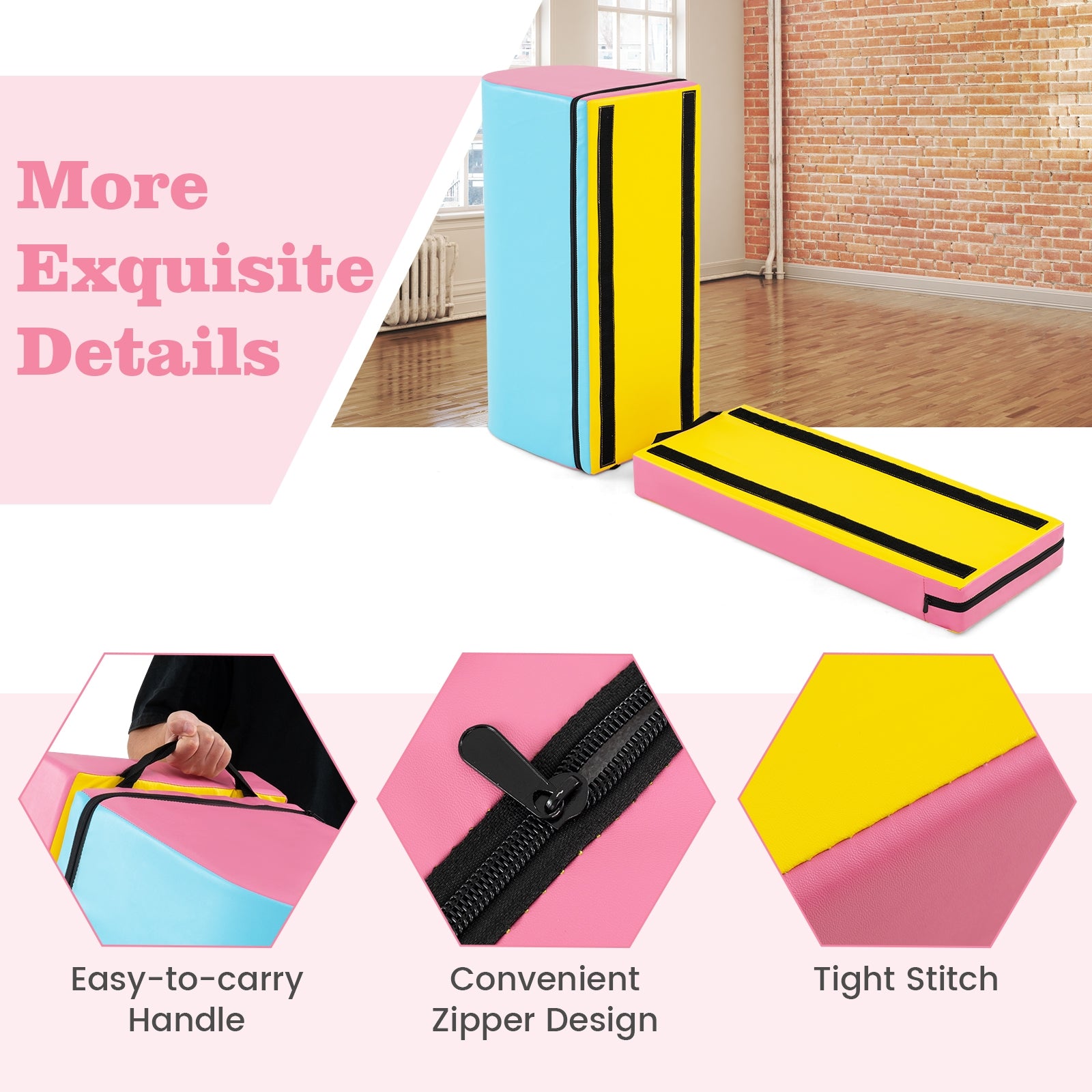 Gymnastics Vaulting Box with Detachable Mat Carrying Handle for Kids, Blue Yoga & Gym Mats at Gallery Canada