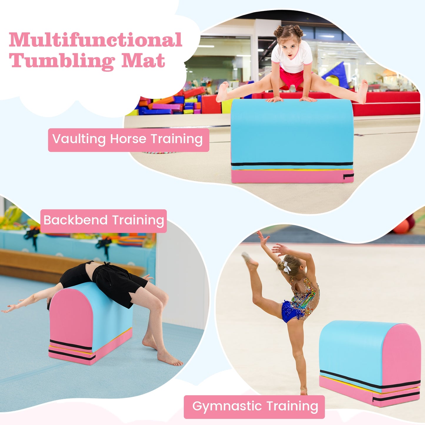 Gymnastics Vaulting Box with Detachable Mat Carrying Handle for Kids, Blue Yoga & Gym Mats at Gallery Canada