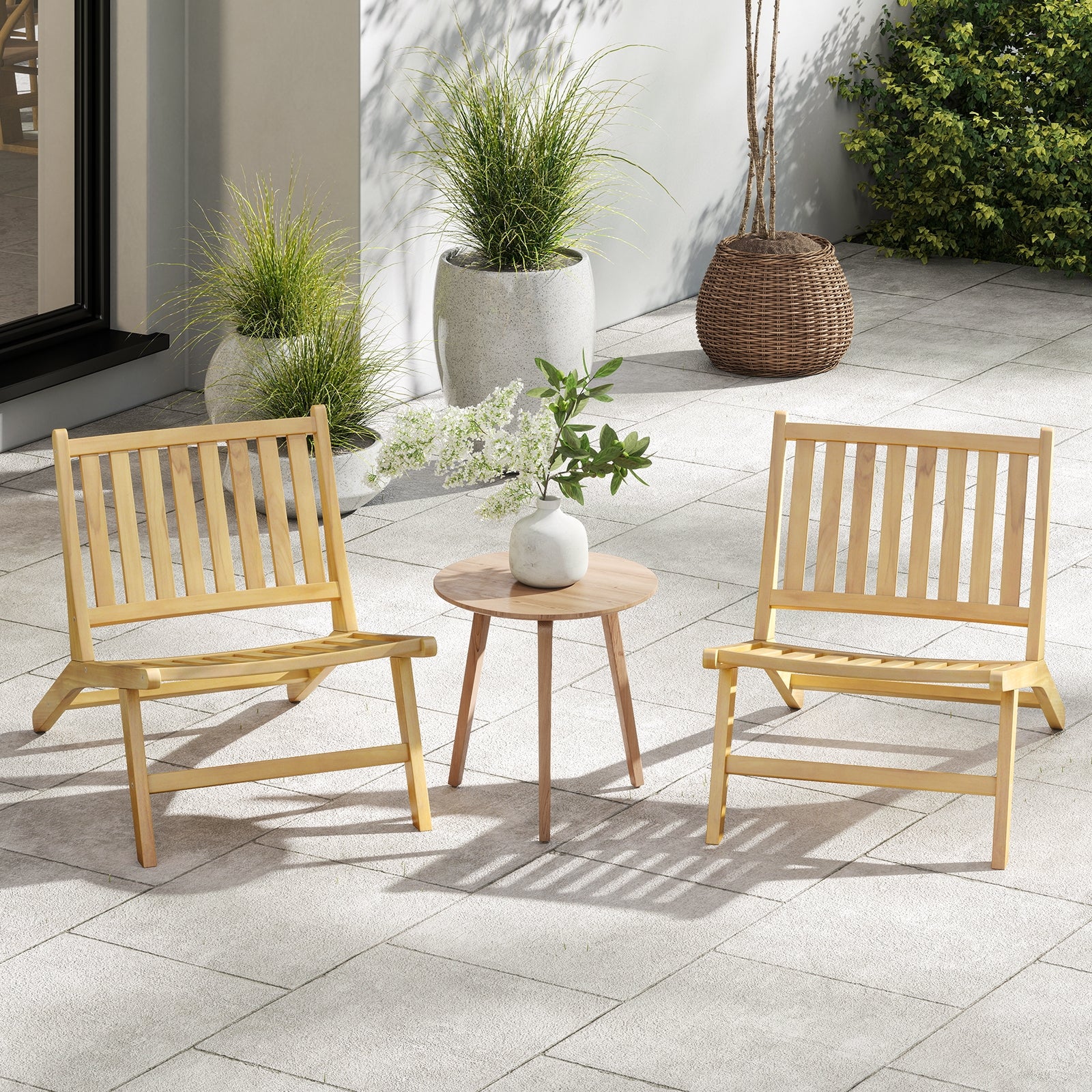 Teak Wood Outdoor Reclining Chair with Comfortable Backrest, Natural Beach & Lawn Chairs at Gallery Canada