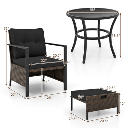 4 Piece Outdoor Furniture Set with Glass Topped Coffee Table, Black Patio Conversation Sets at Gallery Canada