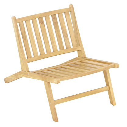 Teak Wood Outdoor Reclining Chair with Comfortable Backrest, Natural Beach & Lawn Chairs Natural at Gallery Canada