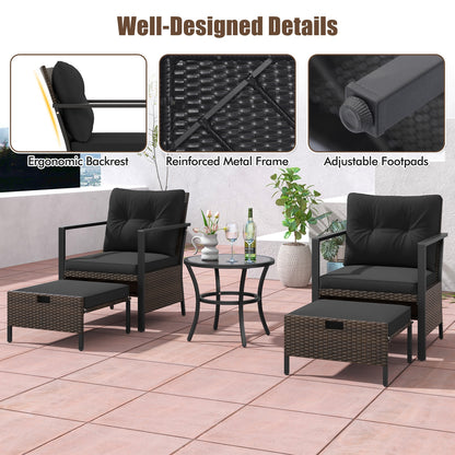 4 Piece Outdoor Furniture Set with Glass Topped Coffee Table, Black Patio Conversation Sets at Gallery Canada