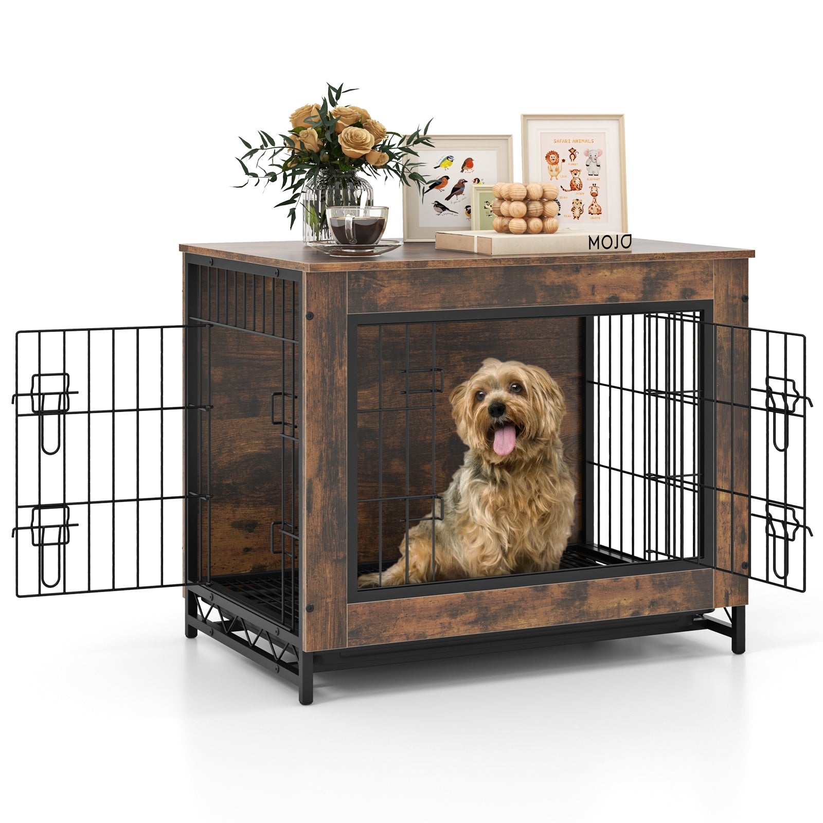 Dog Crate Furniture with Double Lockable Doors and Removable Pull-out Tray-S Dog Kennels at Gallery Canada