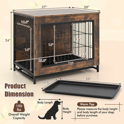 Dog Crate Furniture with Double Lockable Doors and Removable Pull-out Tray-S Dog Kennels at Gallery Canada